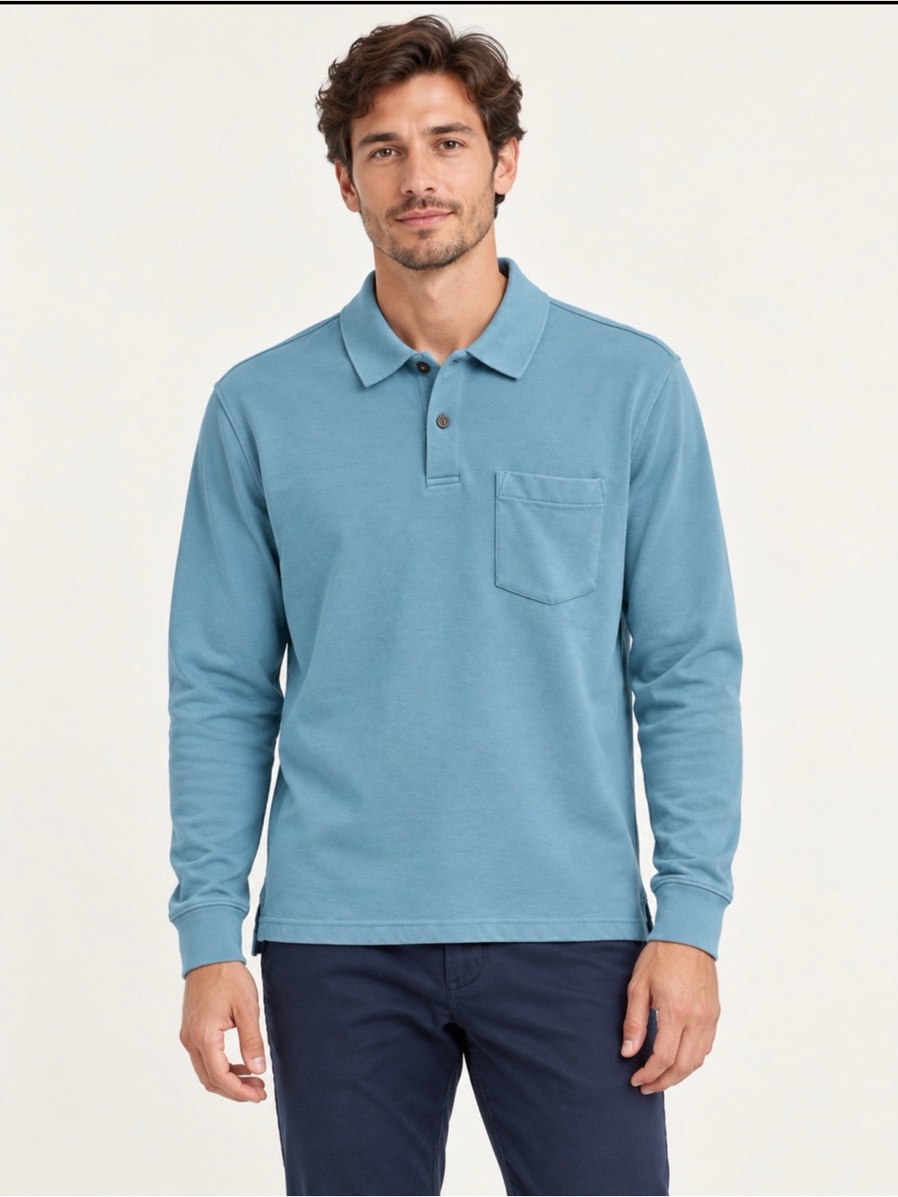 Tasso Elba Long-Sleeve Polo in Light Blue size m